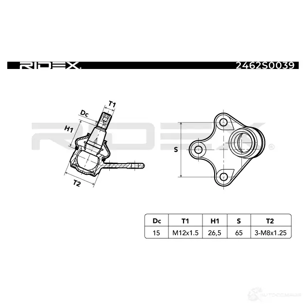 Шаровая опора RIDEX 1437703005 2462s0039 2N 6D8K8 изображение 1