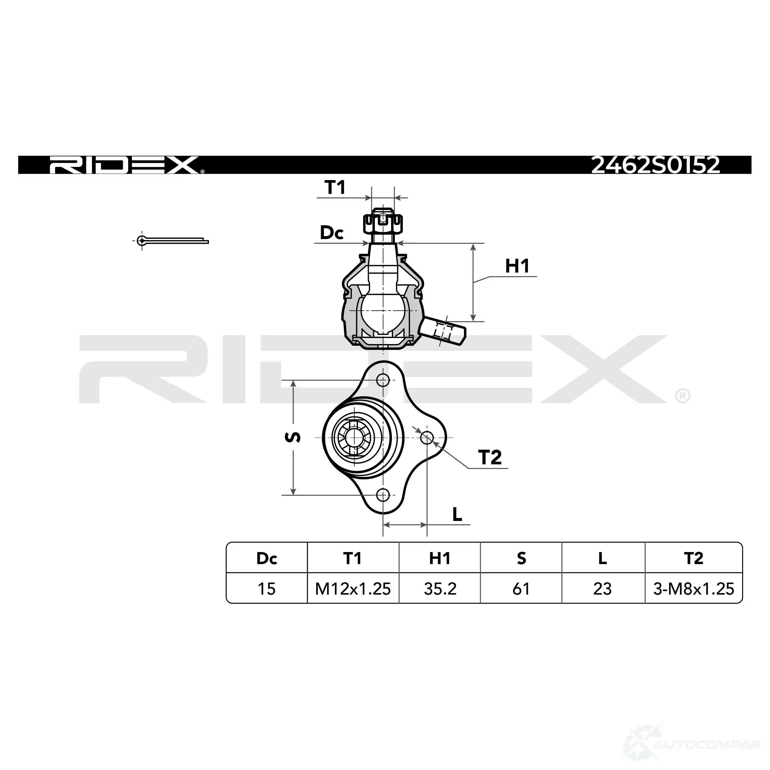 Шаровая опора RIDEX GPIH V 1437703614 2462s0152 изображение 1