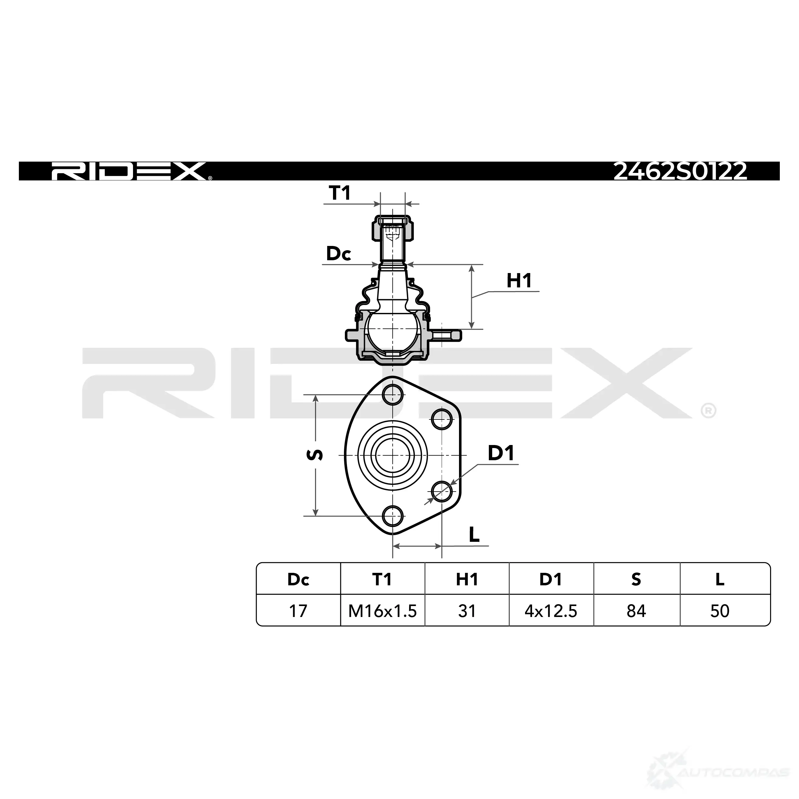 Шаровая опора RIDEX 1437702561 TOCI MWF 2462s0122 изображение 1