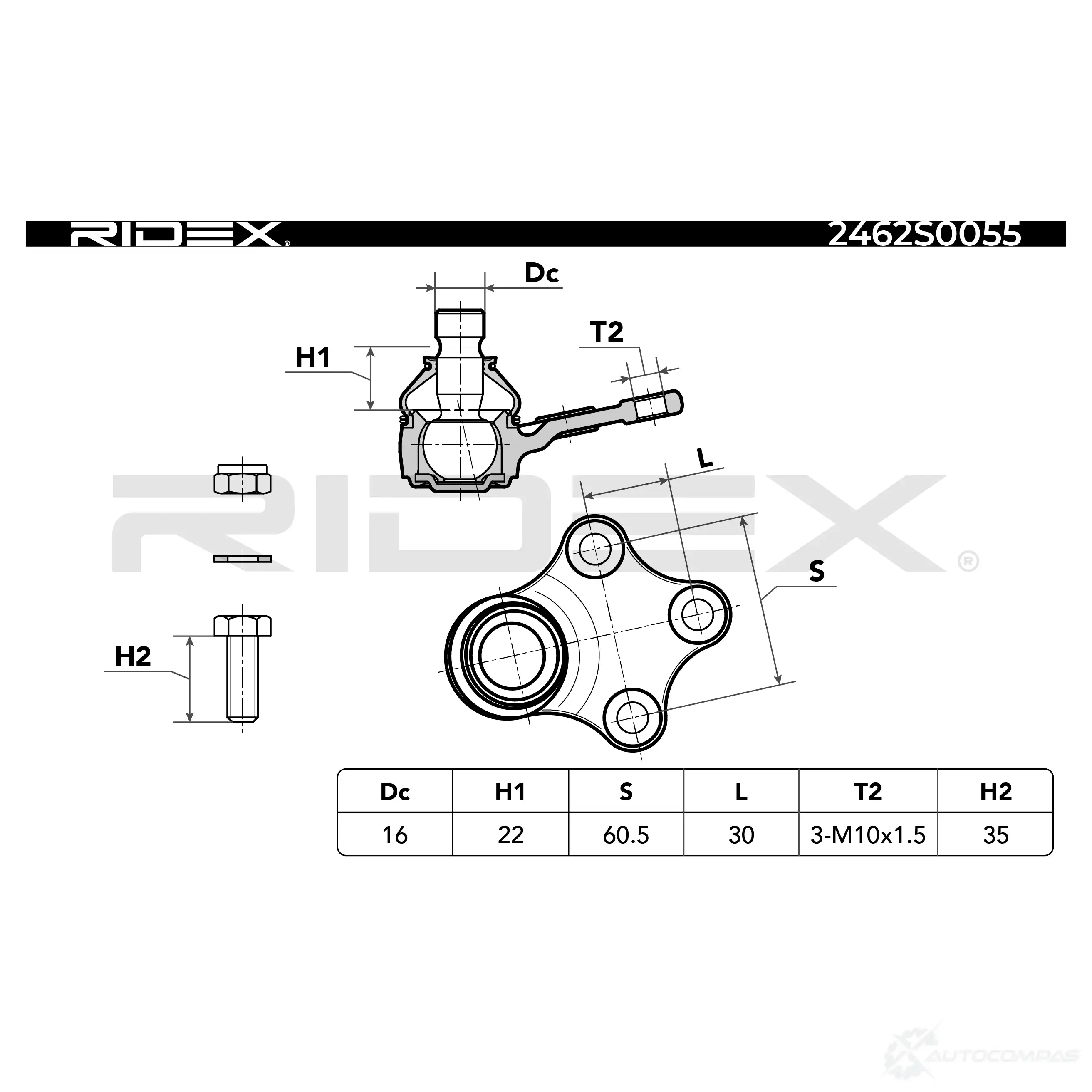 Шаровая опора RIDEX 2462s0055 1437701952 5IMCQ HP изображение 3