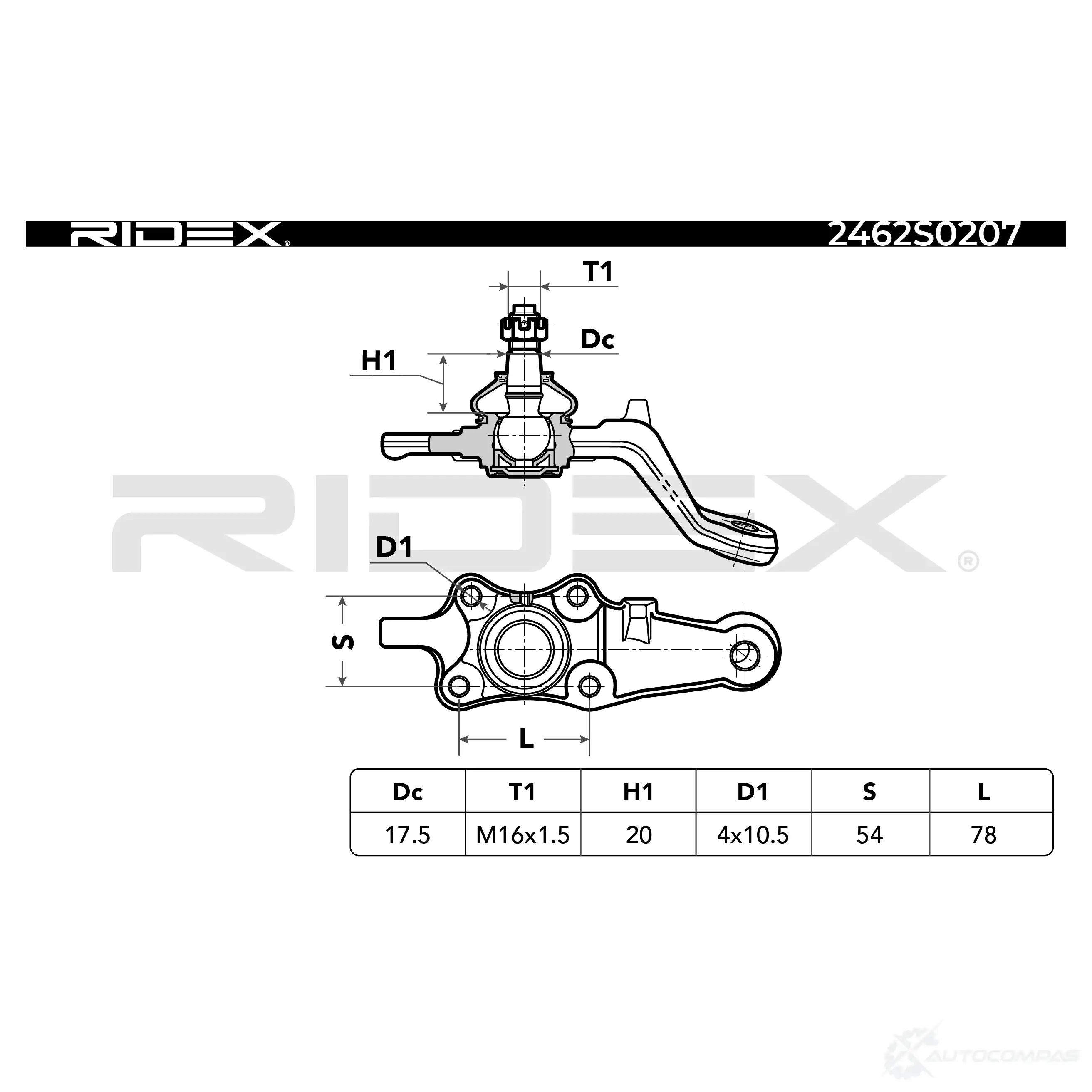 Шаровая опора RIDEX 1437702992 2462s0207 23S4 X0 изображение 6