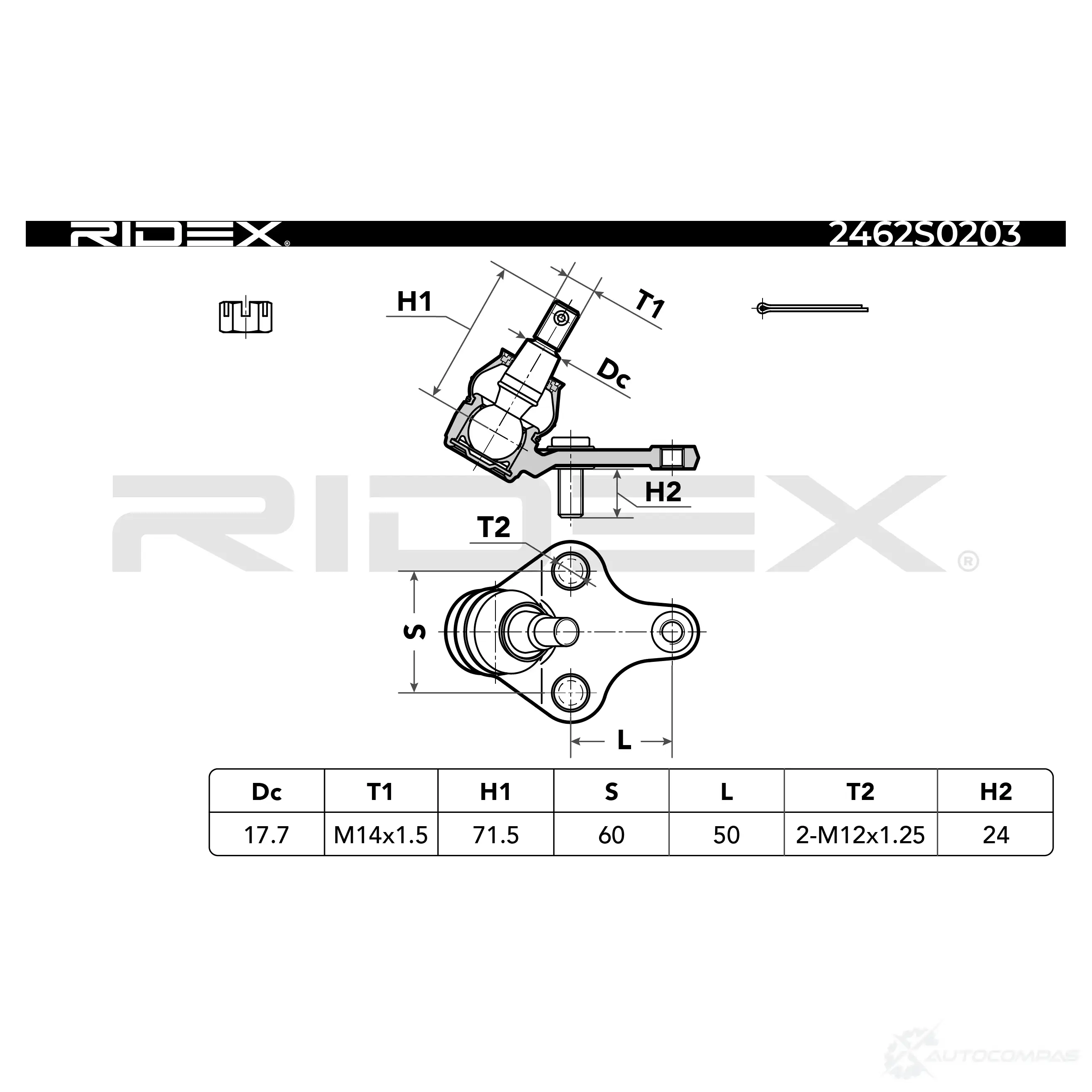 Шаровая опора RIDEX Z30T Z 2462s0203 1437702942 изображение 2