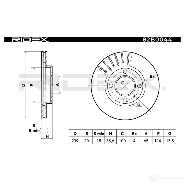 Тормозной диск RIDEX 1437706381 AHK OJP 82b0044 изображение 4