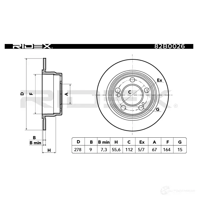 Тормозной диск RIDEX 82b0026 1437705911 DF XL8 изображение 2