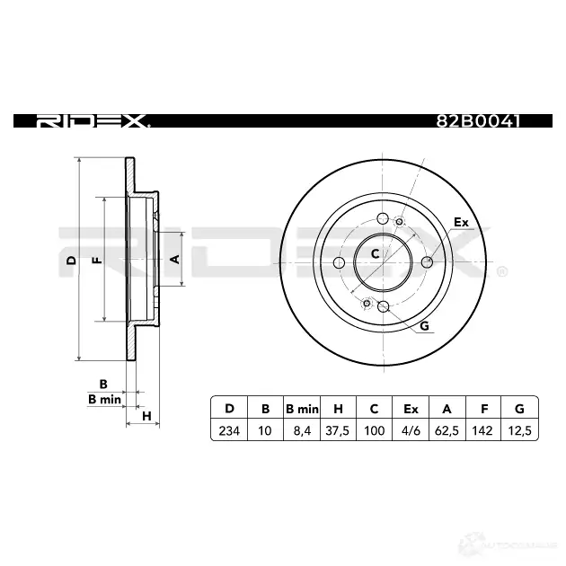 Тормозной диск RIDEX 82b0041 1437707137 DR8TOZ X изображение 5