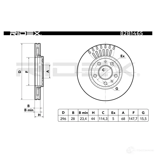 Тормозной диск RIDEX 82b1465 1437715417 KQ202 E изображение 4