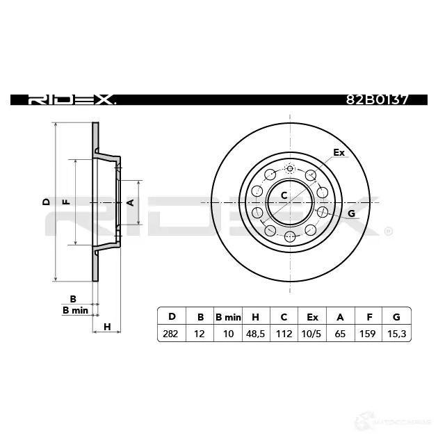 Тормозной диск RIDEX X SDJ0 1437707678 82b0137 изображение 4