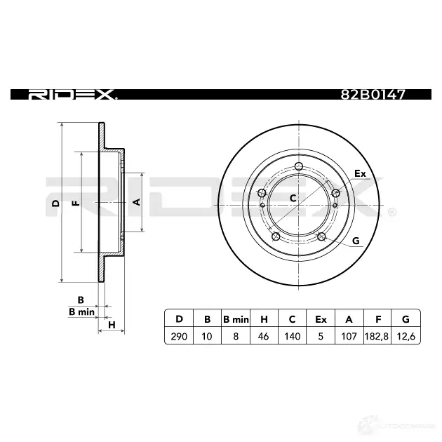 Тормозной диск RIDEX 82b0147 GWP2 6 1437709006 изображение 3