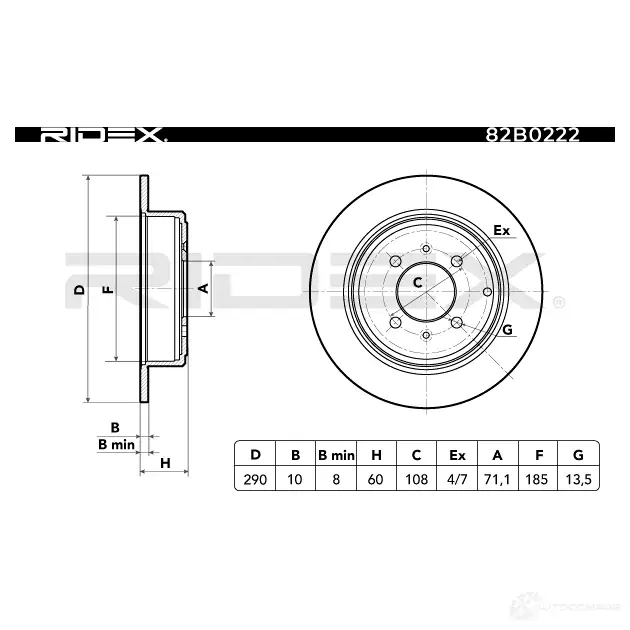 Тормозной диск RIDEX 1437709888 82b0222 4VILP KG изображение 3