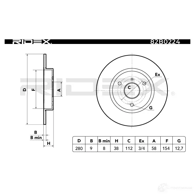 Тормозной диск RIDEX 1437706850 2ELS PQ 82b0224 изображение 8