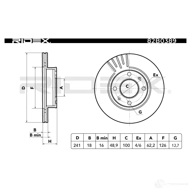 Тормозной диск RIDEX 1437708406 82b0389 J CM24 изображение 2