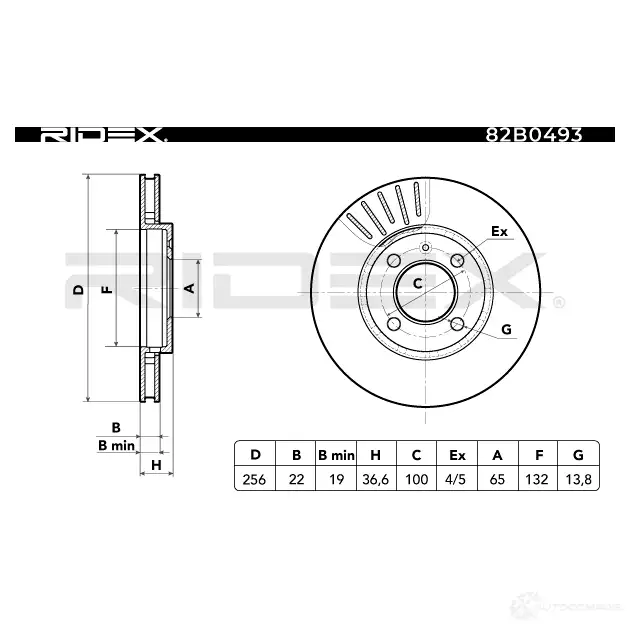 Тормозной диск RIDEX 82b0493 1437707048 EC 58W изображение 5