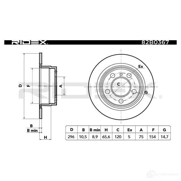 Тормозной диск RIDEX N5MZ6I C 82b0367 1437709688 изображение 4