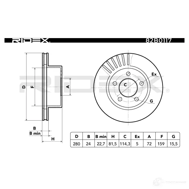 Тормозной диск RIDEX 82b0117 1437707694 NIF2H B изображение 3