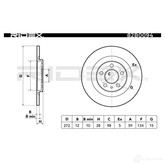Тормозной диск RIDEX 82b0094 H GMAS 1437706477 изображение 2