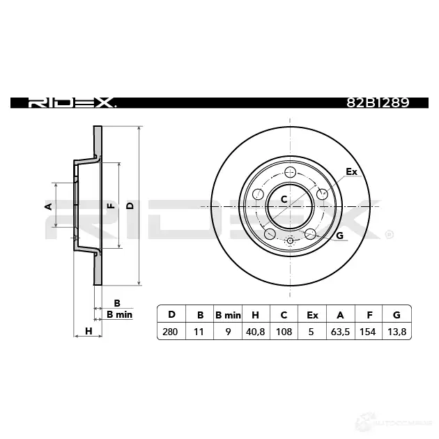 Тормозной диск RIDEX 82b1289 1437707599 G Z3WYO изображение 2