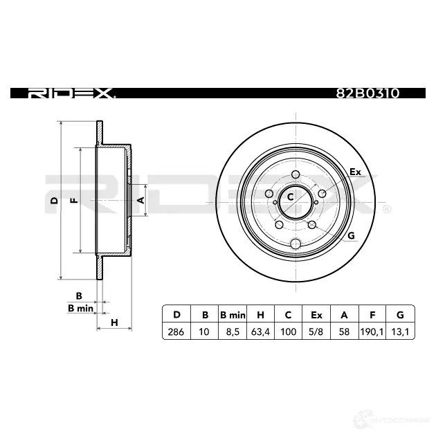 Тормозной диск RIDEX 82b0310 1437710330 S4 3Y09X изображение 2
