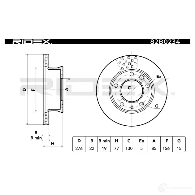 Тормозной диск RIDEX 1437711055 82b0234 6 GC6IZW изображение 4