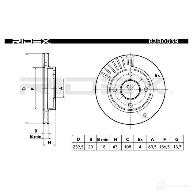 Тормозной диск RIDEX 1437708450 PKDCG GL 82b0039 изображение 6