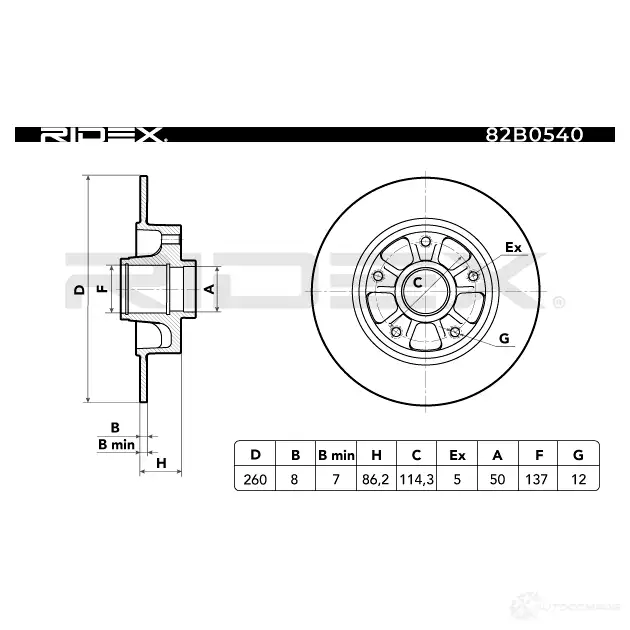 Тормозной диск RIDEX 1437709347 82b0540 IKOK1 BH изображение 2