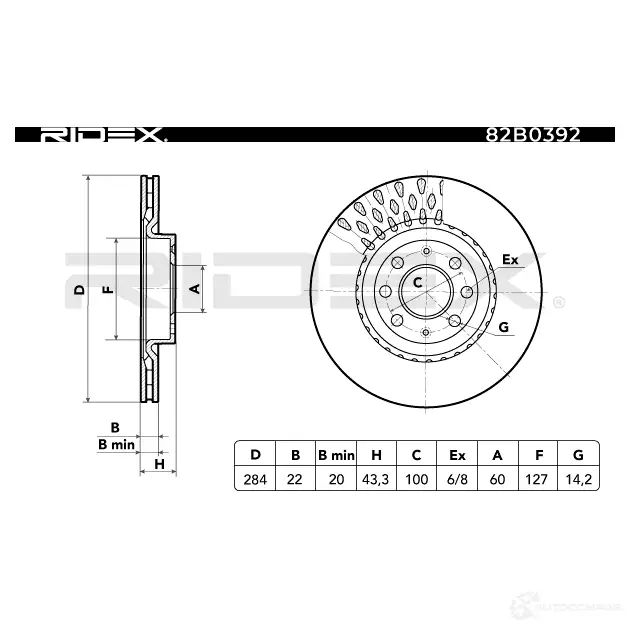 Тормозной диск RIDEX 82b0392 1437710118 ES WJ94 изображение 2