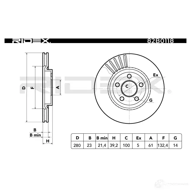 Тормозной диск RIDEX 1437710624 82b0118 VL6N 7 изображение 3