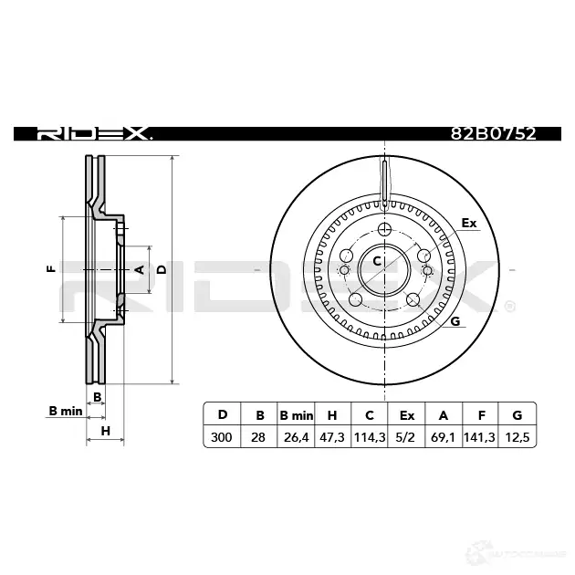 Тормозной диск RIDEX 82b0752 1437715198 0 JFWAM2 изображение 4