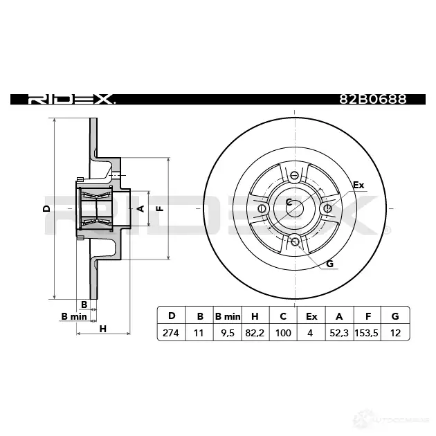Тормозной диск RIDEX RC7L5 EI 1437709369 82b0688 изображение 2
