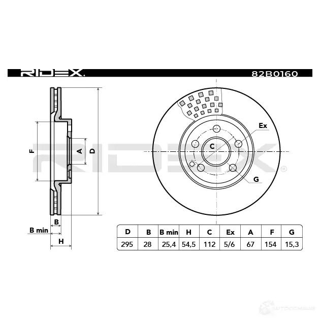 Тормозной диск RIDEX 3M L769 82b0160 1437710846 изображение 4