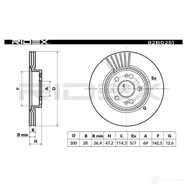 Тормозной диск RIDEX KXKYK KN 1437711346 82b0251 изображение 2