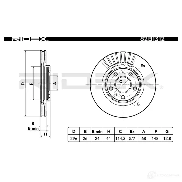 Тормозной диск RIDEX 9T ZCB2 82b1312 1437711070 изображение 3