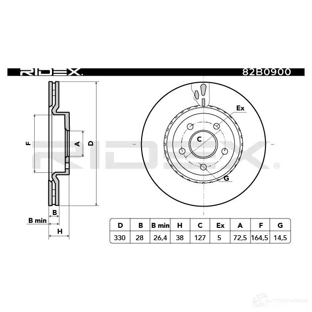 Тормозной диск RIDEX 82b0900 CYV WLU 1437709981 изображение 4