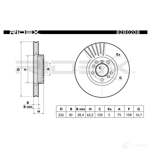 Тормозной диск RIDEX 82b0208 1437709490 I2D PN7U изображение 4
