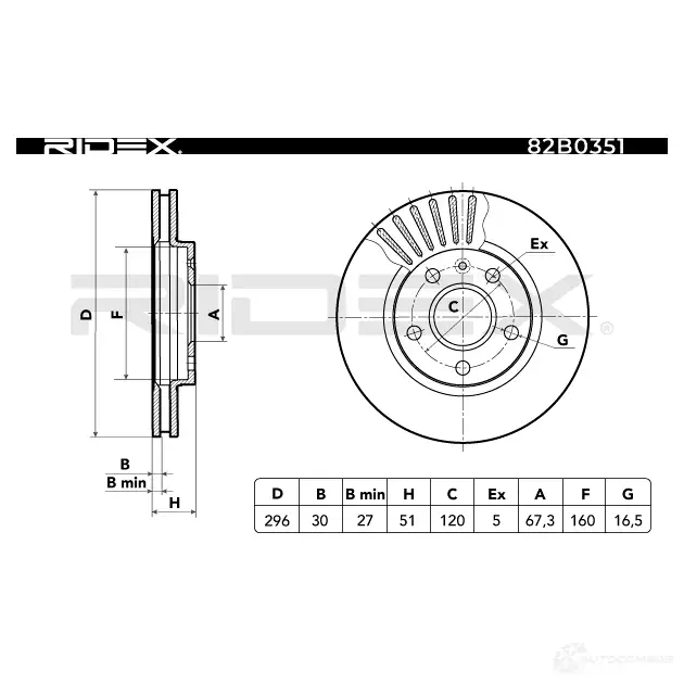 Тормозной диск RIDEX 2XS YD 1437710954 82b0351 изображение 4