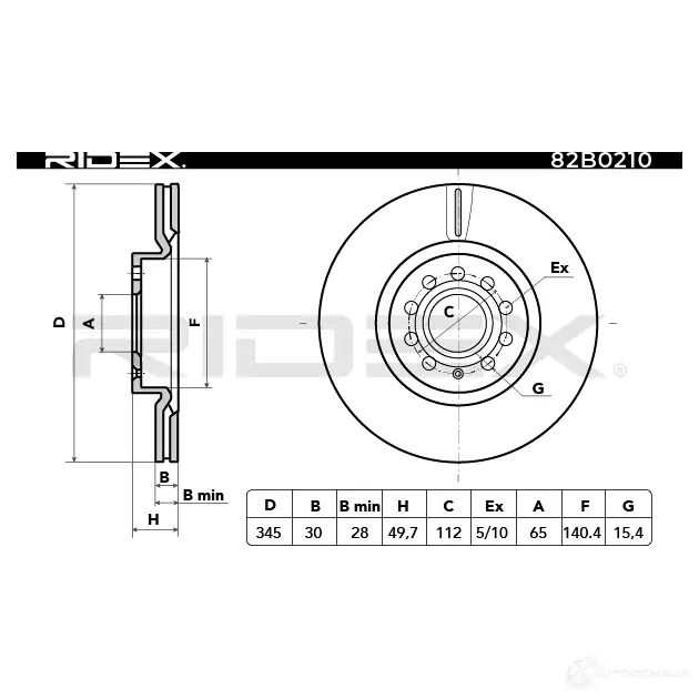 Тормозной диск RIDEX 82b0210 N A1W1 1437706306 изображение 2