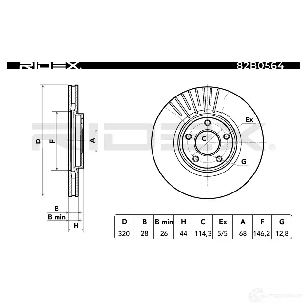 Тормозной диск RIDEX 1437710233 82b0564 TU7W7 G изображение 4