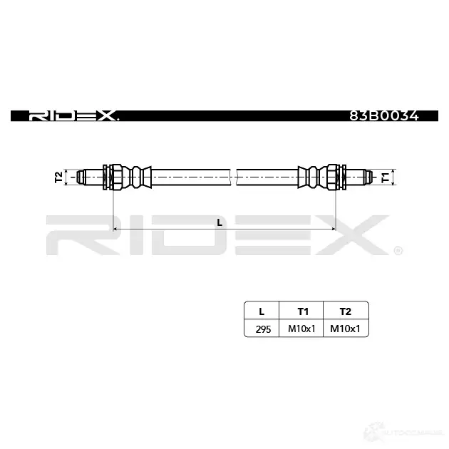 Тормозной шланг RIDEX 1438016809 83b0034 XW93X I изображение 1