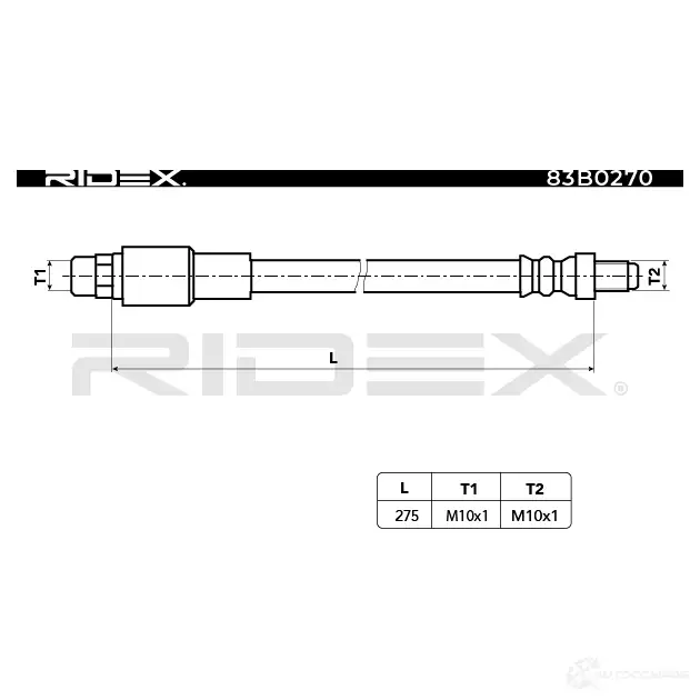 Тормозной шланг RIDEX M1T 0XD 1438372255 83b0270 изображение 2