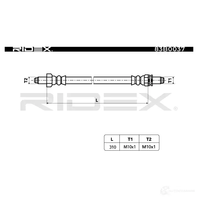 Тормозной шланг RIDEX 1438372345 83b0037 5U9IZJ S изображение 1