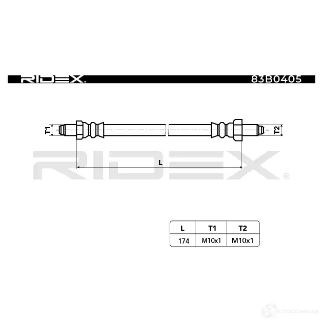 Тормозной шланг RIDEX 83b0405 1438372351 B OD57FX изображение 4