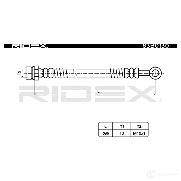 Тормозной шланг RIDEX 83b0130 L2F4UV F 1438016651 изображение 1