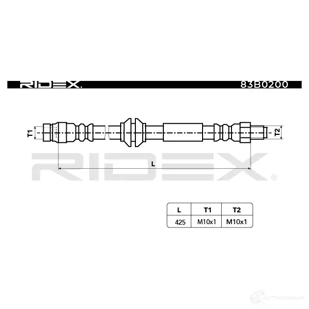 Тормозной шланг RIDEX 1438372462 8CX H9D 83b0200 изображение 2