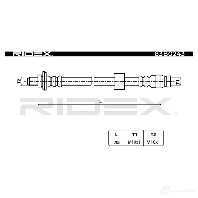 Тормозной шланг RIDEX 1438016194 A4I 3EMC 83b0243 изображение 1