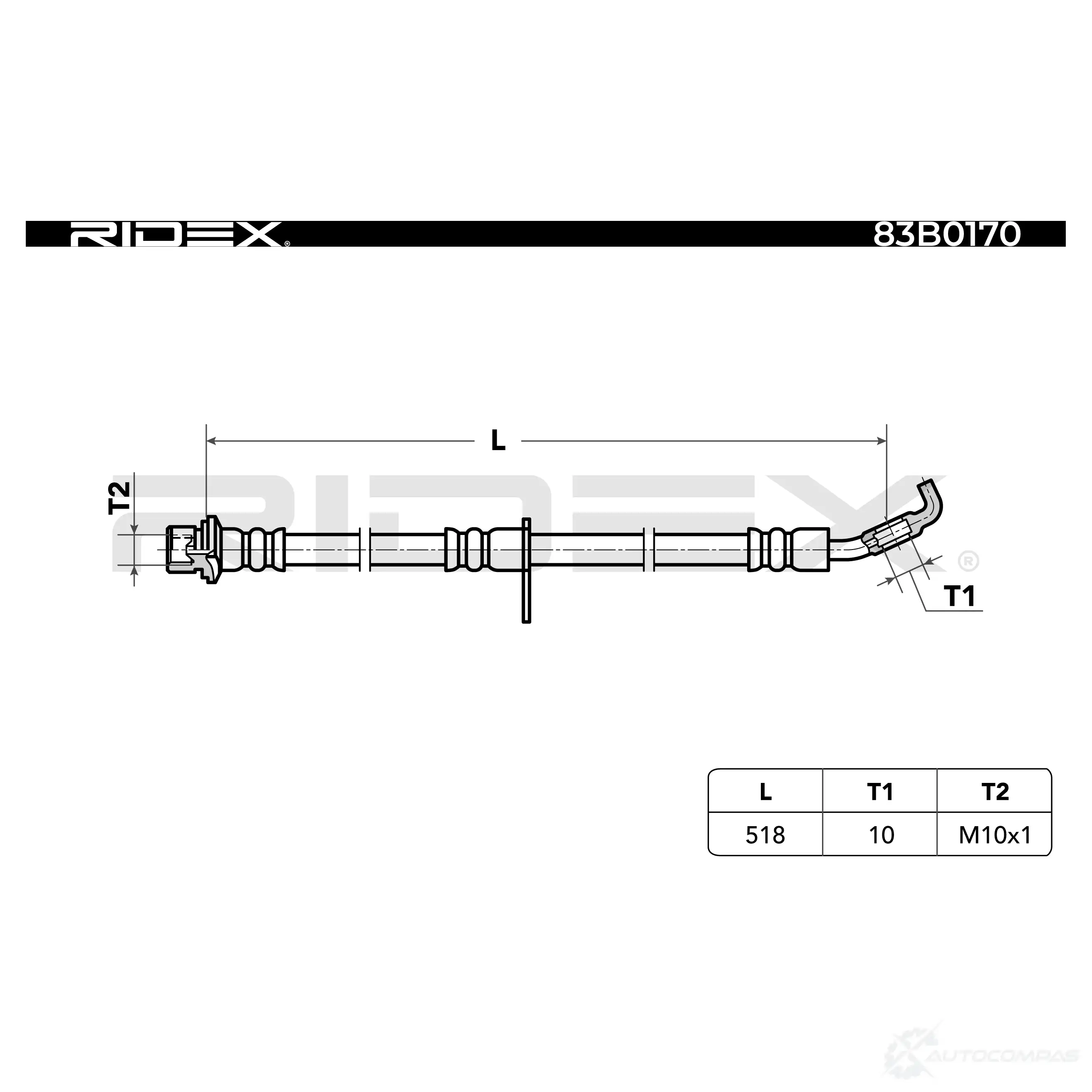 Тормозной шланг RIDEX PH 5BFO3 1438016327 83b0170 изображение 3