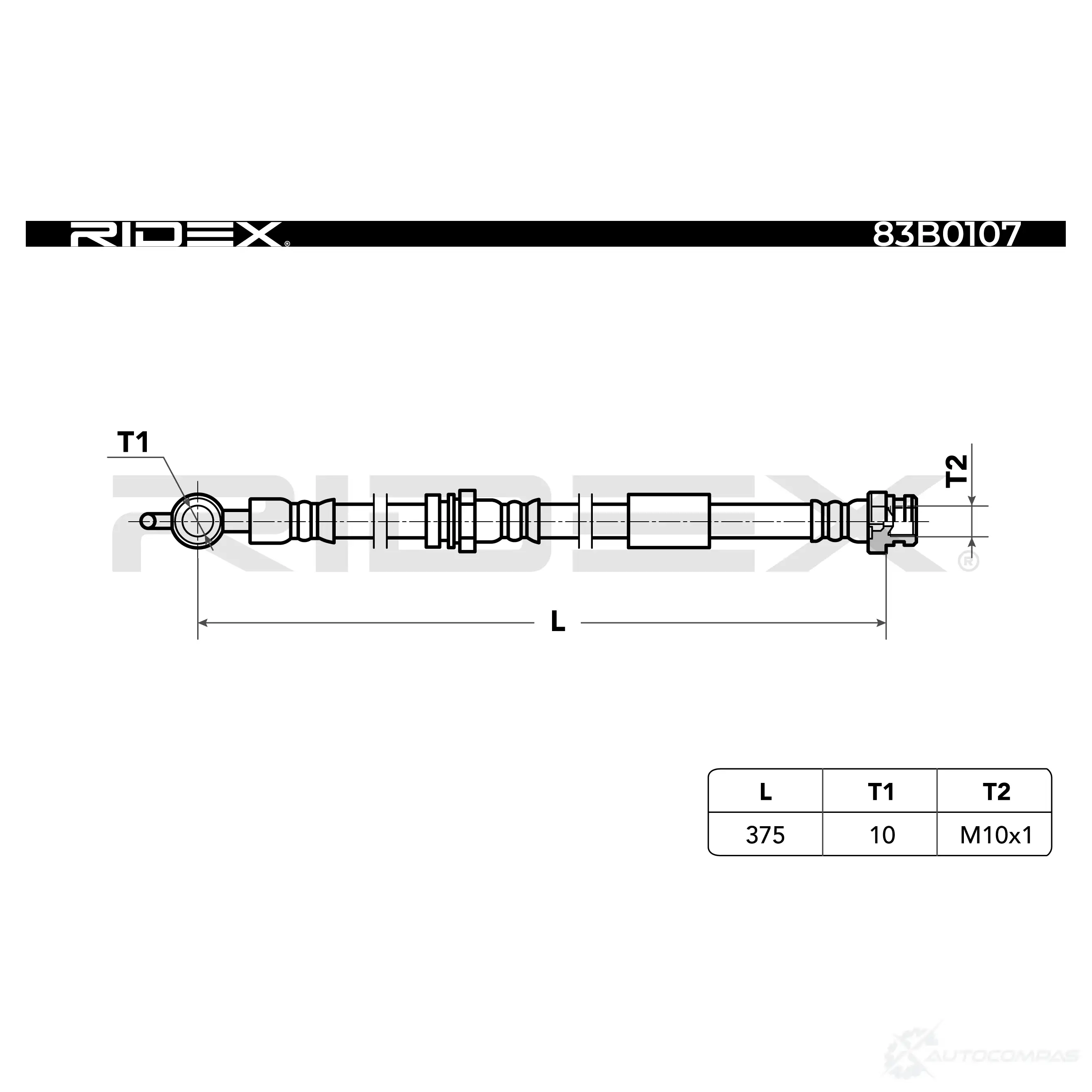 Тормозной шланг RIDEX 1438016615 83b0107 R OMX028 изображение 2