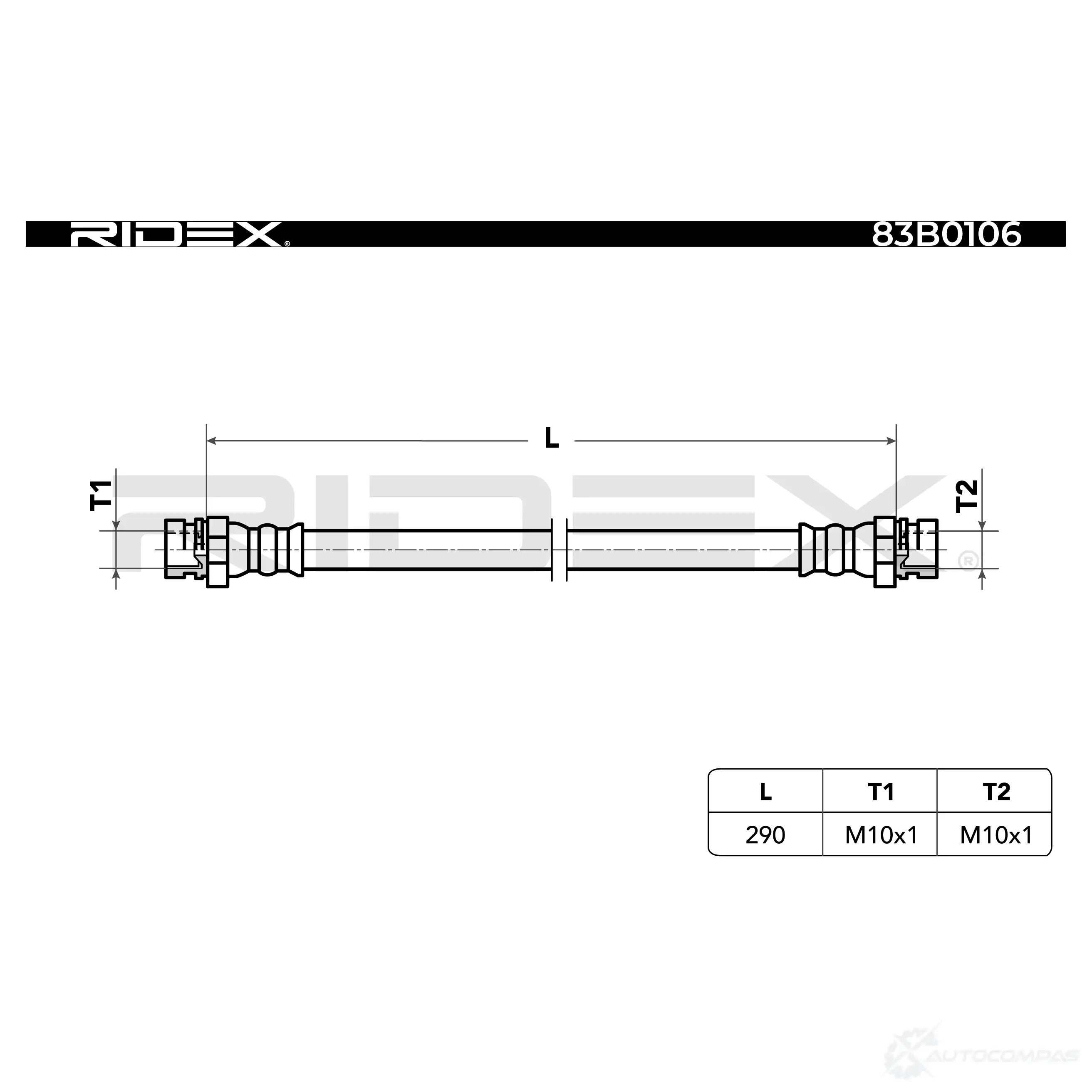 Тормозной шланг RIDEX 83b0106 1438372730 NV KR7 изображение 1