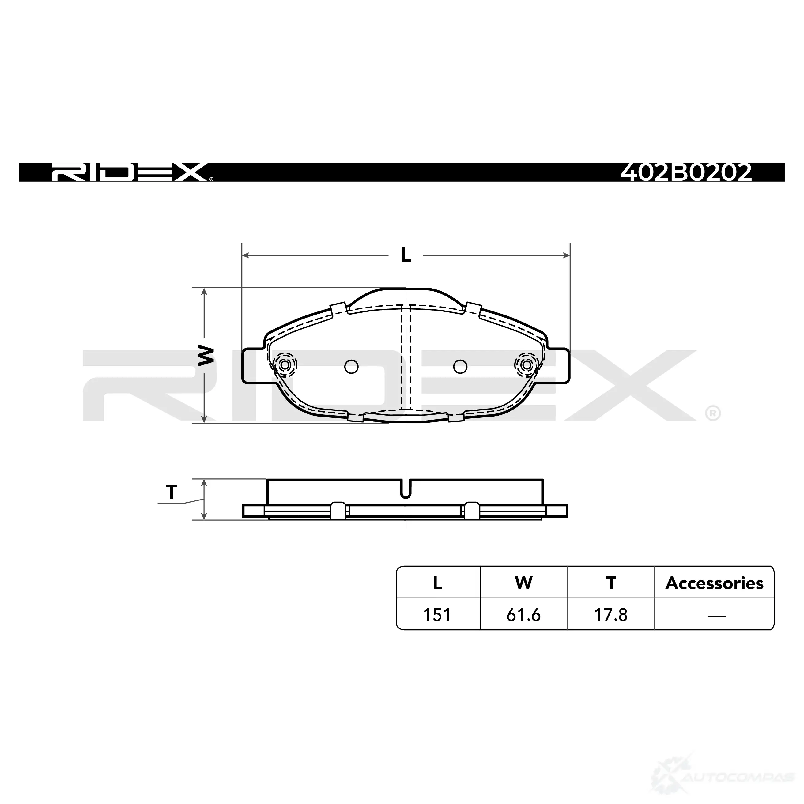 Тормозные колодки, комплект RIDEX U FOJ6 1437660051 402b0202 изображение 3
