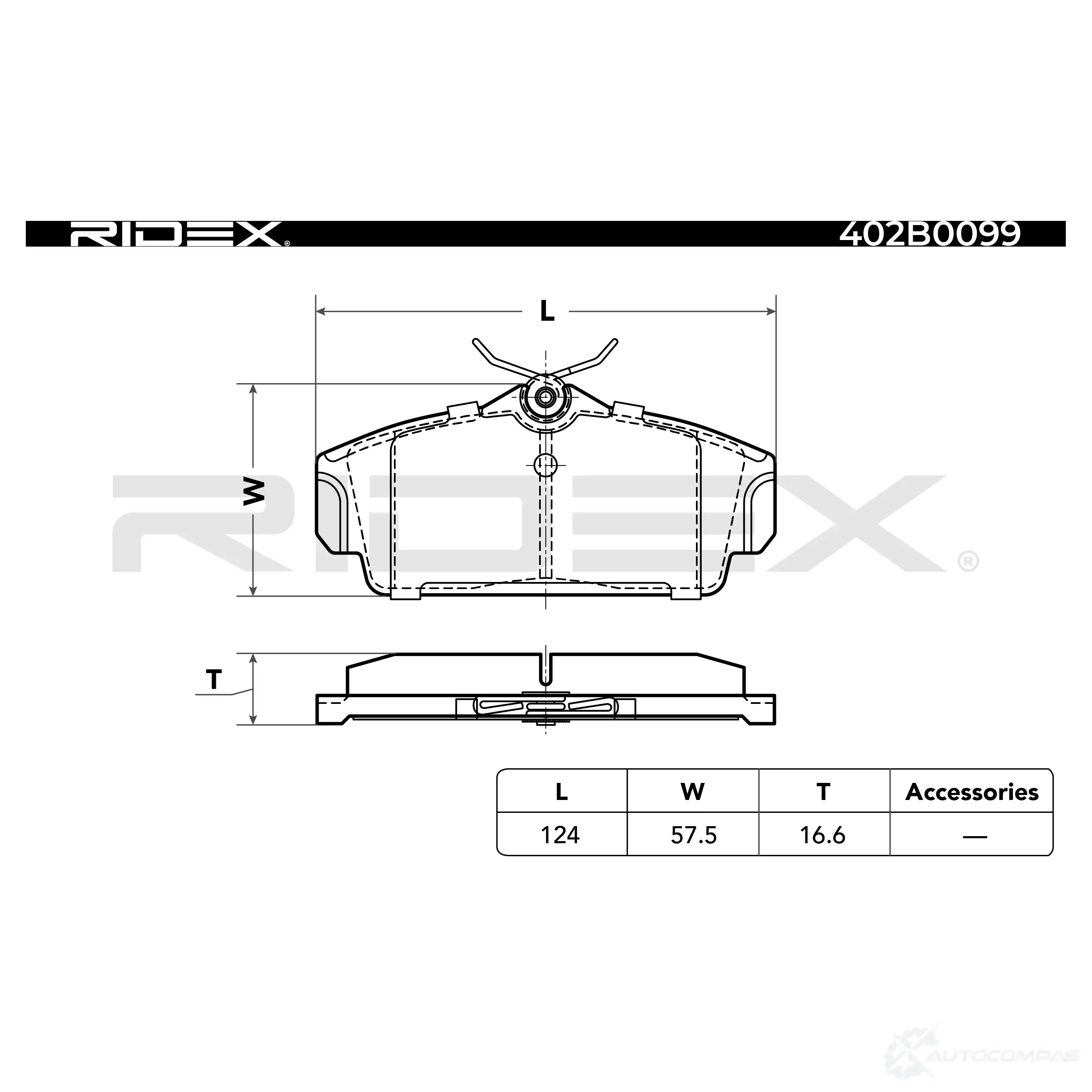 Тормозные колодки, комплект RIDEX 402b0099 1437659305 XGLW2 X изображение 3
