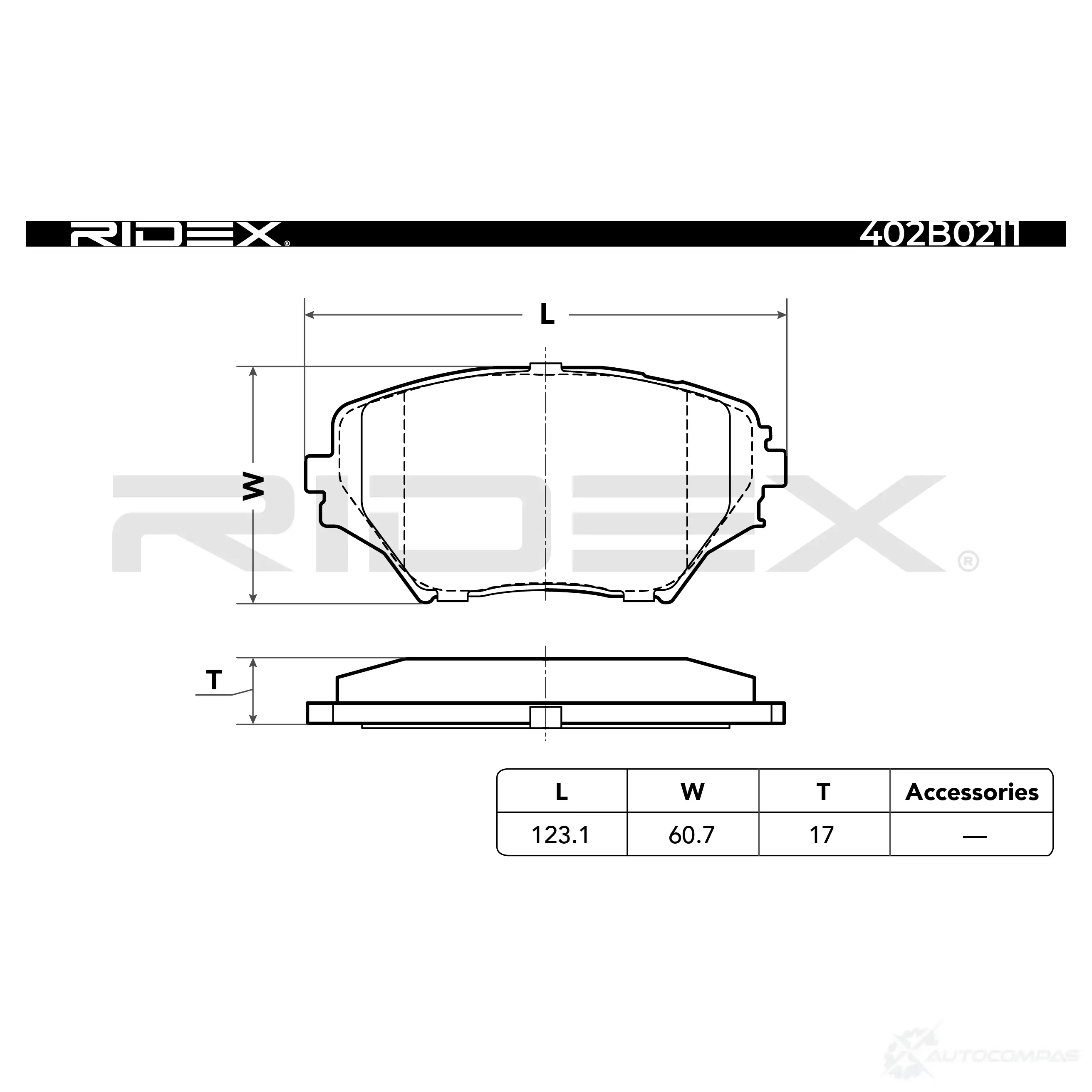 Тормозные колодки, комплект RIDEX 402b0211 1437658894 BZED K изображение 4