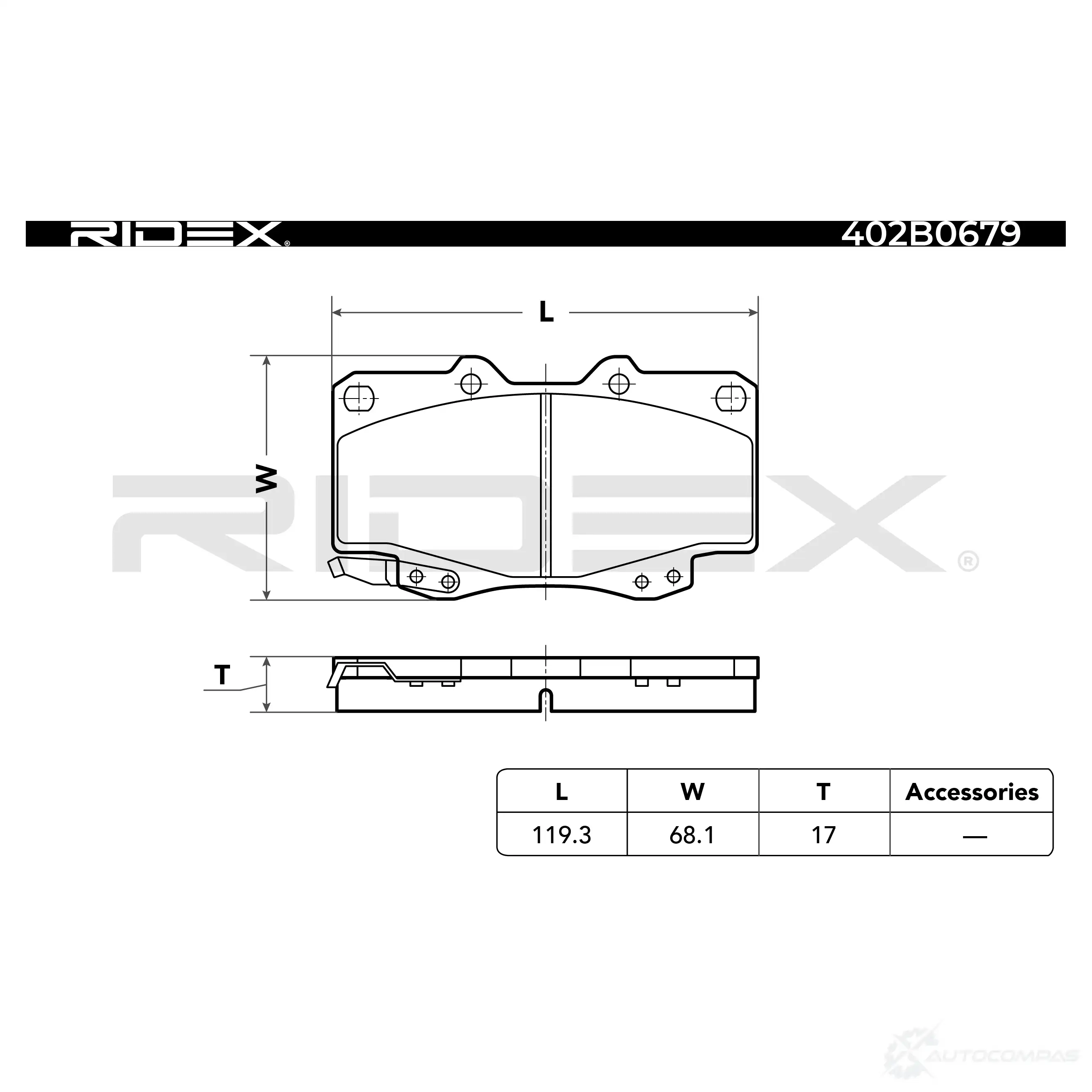 Тормозные колодки, комплект RIDEX 402b0679 VO ITSYV 1437657896 изображение 2